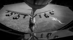 A B-52 Stratofortress receives fuel from a 340th Expeditionary Air Refueling Squadron KC-135 Stratotanker during a flight in support of Operation Resolute Support June 6, 2017. The 340th EARS, part of U.S. Air Forces Central Command, is responsible for delivering fuel for U.S. and coalition forces, enabling a persistent 24/7 presence in the area of responsibility.