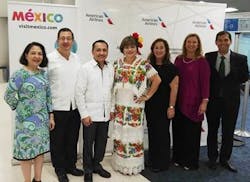 Executives from American Airlines, CPTM, Miami International Airport and Yucat&aacute;n Tourism Board gather for the inaugural American Airlines flight on June 2.