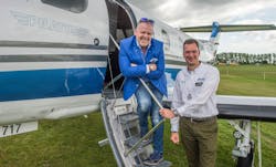 Neil Armstrong with Oriens Aviation CEO Edwin Brenninkmeyer. Neil Armstrong with Oriens Aviation CEO Edwin Brenninkmeyer.