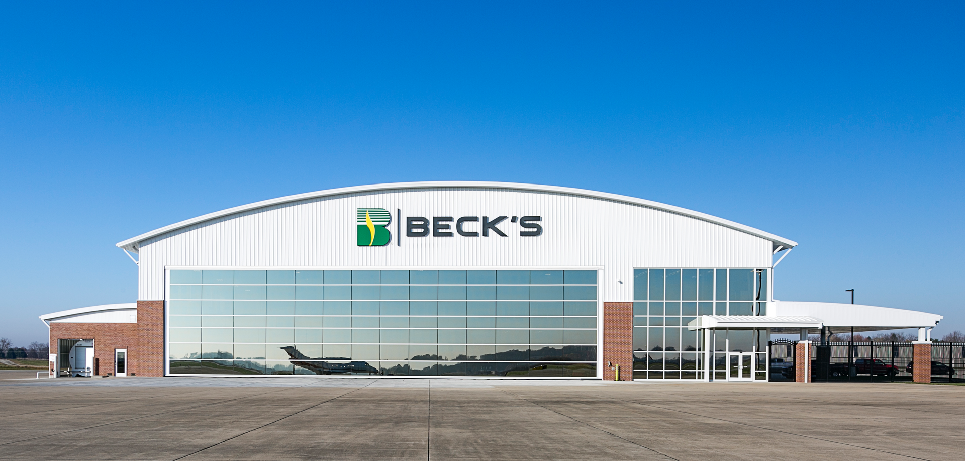 The ribbon-cutting for Beck&rsquo;s Hangar took place Sept. 1, 2016, and was attended by a crowd that included Indiana Lt. Gov. Eric Holcomb, State Rep. Tony Cook, county commissioners, council members and local business members.