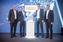 From left to right: Dr. Karl Nowak (President Corporate Sector Purchasing and Logistics, Bosch), Dr. Robert Blackburn (CEO Hoffmann Group), Christoph Birle (Vice President Key Account Management, Hoffmann Group), Robert Huter (Vice President Corporate Sector Purchasing and Logistics, Bosch) From left to right: Dr. Karl Nowak (President Corporate Sector Purchasing and Logistics, Bosch), Dr. Robert Blackburn (CEO Hoffmann Group), Christoph Birle (Vice President Key Account Management, Hoffmann Group), Robert Huter (Vice President Corporate Sector Purchasing and Logistics, Bosch)