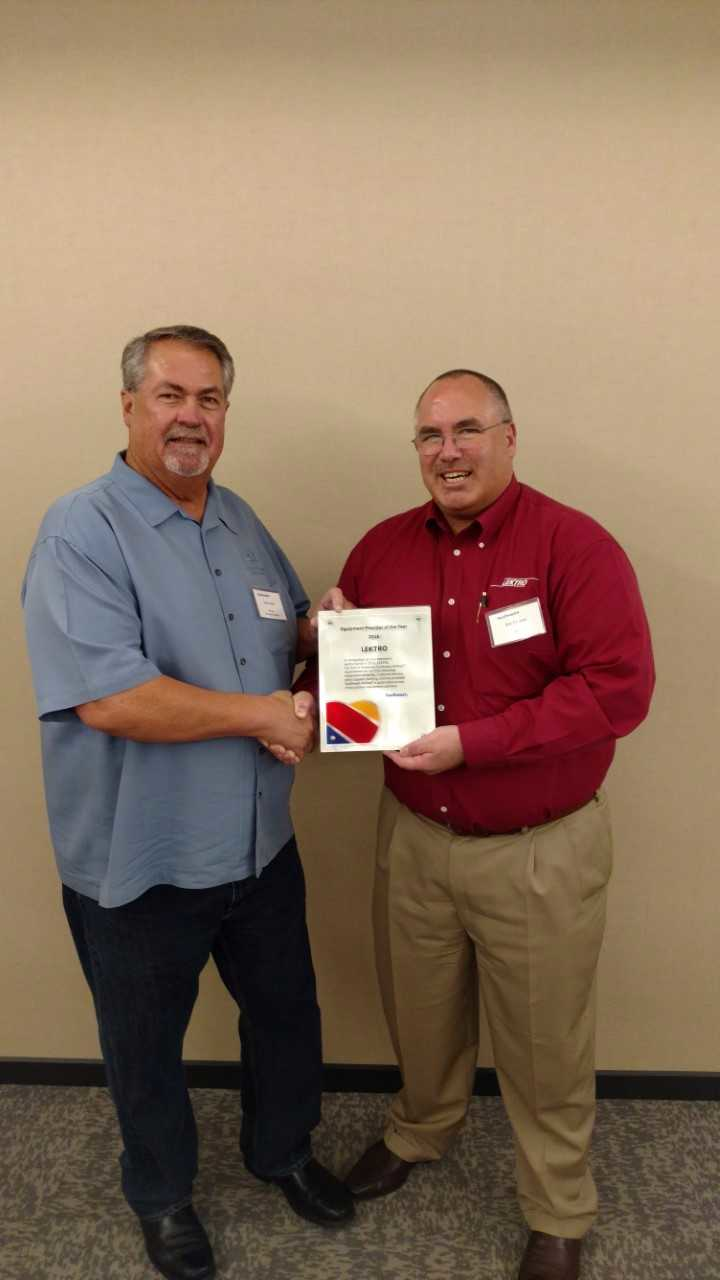 Pictured (L to R) Larry Laney, Southwest Airlines Ground Support Director and Eric Paulson, President of LEKTRO.