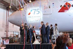 American Airlines team member Azreil “Al” Blackman, an Aviation Maintenance Technician (AMT) Crew Chief based at New York’s John F. Kennedy International Airport (JFK), celebrated 75 years of service with the airline today. At a ceremony at JFK today, the airline surprised him by dedicating a Boeing 777 in his honor. American Airlines team member Azreil “Al” Blackman, an Aviation Maintenance Technician (AMT) Crew Chief based at New York’s John F. Kennedy International Airport (JFK), celebrated 75 years of service with the airline today. At a ceremony at JFK today, the airline surprised him by dedicating a Boeing 777 in his honor.