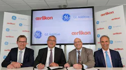 GE Additive, Concept Laser and Arcam AB signed a Memorandum of Understanding (MoU) at the Paris Air Show with Oerlikon of Switzerland to collaborate on accelerating the industrialization of additive manufacturing.In the photo (left to right): Florian Mauerer, Oerlikon; Roland Fischer, CEO of Oerlikon; David Joyce, Vice Chairman, GE; Mohammad Ehteshami, VP and GM, GE Additive