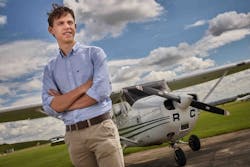 17 year old Hertfordshire student, Robert Norris, at Cambridge Aero Club. 17 year old Hertfordshire student, Robert Norris, at Cambridge Aero Club.