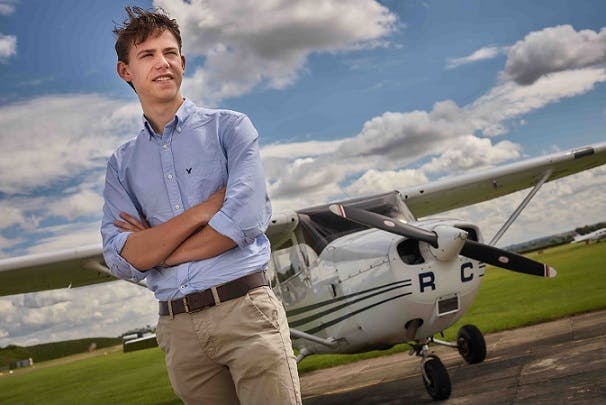 17 year old Hertfordshire student, Robert Norris, at Cambridge Aero Club.