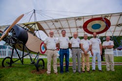 Left to right: Daniel Bacou, president of Heritage Avions Morane-Saulnier, Patrick Daher, chairman of Daher group, with members of the construction team, Claude Canerie, Gérard Frances, Mickael Brahier and Jean-Claude Arne Left to right: Daniel Bacou, president of Heritage Avions Morane-Saulnier, Patrick Daher, chairman of Daher group, with members of the construction team, Claude Canerie, Gérard Frances, Mickael Brahier and Jean-Claude Arne