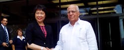 ​ICAO Secretary General Dr. Fang Liu (right), meets with Mr. Ricardo Cabrisas, the Vice President of the Council of Ministers of the Republic of Cuba and Minister of the Economy and Planning. During her mission, Dr. Liu encouraged Minister Cabrisas and other Cuban senior officials to continue pursuing pragmatic approaches to sustainable aviation development for economic and social progress, particularly with regards to data analysis and aviation security and facilitation. ​ICAO Secretary General Dr. Fang Liu (right), meets with Mr. Ricardo Cabrisas, the Vice President of the Council of Ministers of the Republic of Cuba and Minister of the Economy and Planning. During her mission, Dr. Liu encouraged Minister Cabrisas and other Cuban senior officials to continue pursuing pragmatic approaches to sustainable aviation development for economic and social progress, particularly with regards to data analysis and aviation security and facilitation.