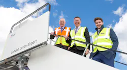 LLA's head of airside Liam Bolger, LLA's operations director Neil Thompson and Kristof Philips, general manager TCR UK Ltd.