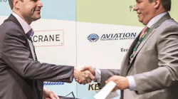 Matt Yerbic CEO of ATS, receives AFA Aerospace Executive of the Year Award from Bill McSherry, Vice President, Boeing.