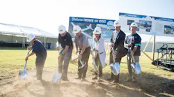 B-29 Doc hangar groundbreaking event in Wichita. Pictured, L-R: Connie Palacioz, Tony Mazzolini, Jeff Turner, Leanne Caret, Tom Gentile and Pete Meitzner.