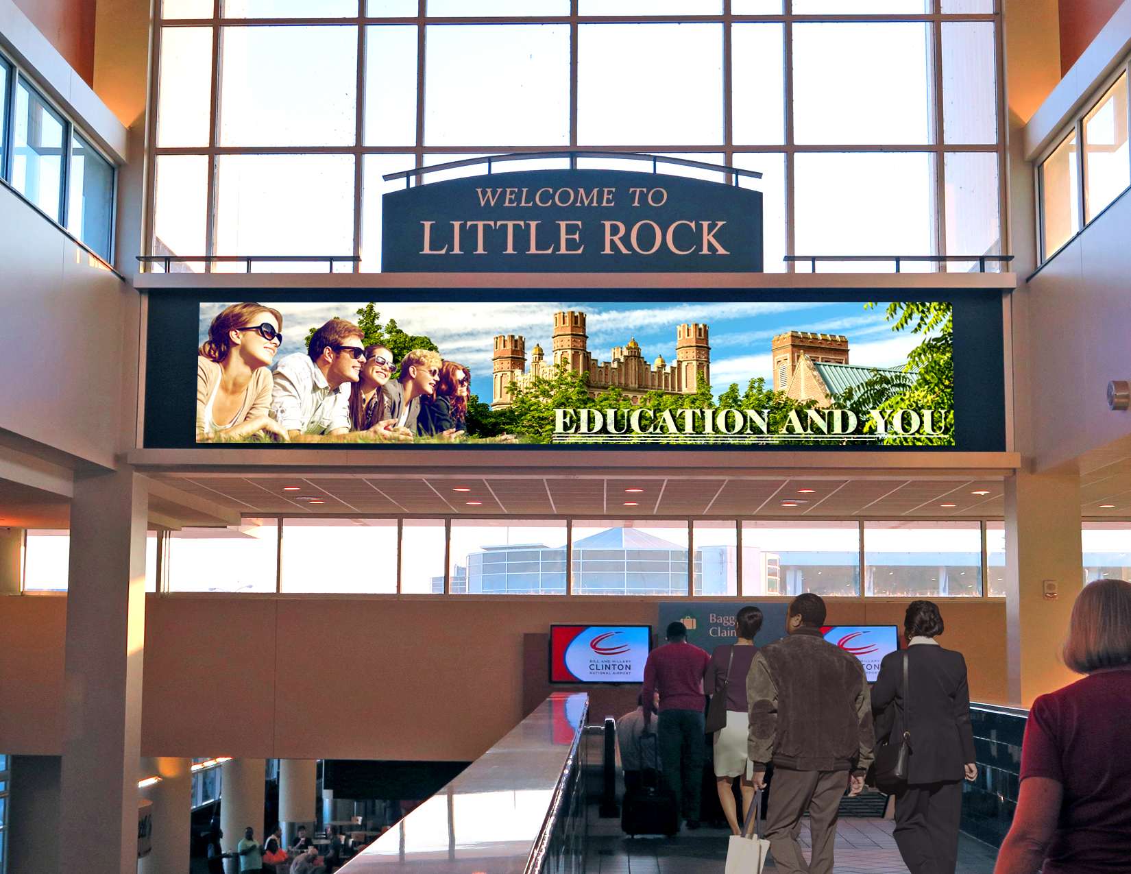 The new advanced advertising program at Clinton National Airport will include an aesthetically balanced network that integrates technology and symmetry to deliver advertising messages in creative ways while enhancing the passenger experience.