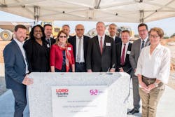 LORD leadership and local officials place the ceremonial 'first stone' for the company's new aerospace center in France. LORD leadership and local officials place the ceremonial 'first stone' for the company's new aerospace center in France.