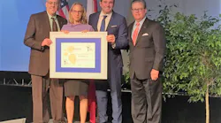 From left: LAWA Environmental Programs Group Managers Robert Freeman and Tamara McCrossen-Orr, along with LAWA Deputy Executive Director for External Affairs Trevor Daley, join Airports Council International-North America Chief Executive Officer Kevin M. Burke to accept LAX’s Airport Carbon Accreditation “Level 3” certificate.