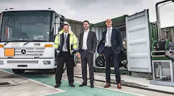 Left to right - Chris Pearson, airport manager and senior air traffic controller; Russell Halley general aviation account manager, Air BP and Stuart Reid chief financial officer, Isles of Scilly Steamship Group.