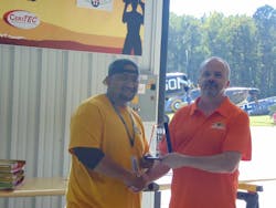 From left to right: Kilifi Maluafou, Aviation Institute of Maintenance student and presenting award, Jay Logi, Aircraft Technologies Group. From left to right: Kilifi Maluafou, Aviation Institute of Maintenance student and presenting award, Jay Logi, Aircraft Technologies Group.