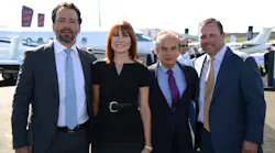 From left to right: Alejandro Alonso, CEO, Aerolineas Ejecutivas; Kriya Shortt, senior vice president of Customer Service, Textron Aviation; Arturo Ortega Olive, president, Aerolineas Ejecutivas; Lannie O’Bannion, vice president of Sales, Latin America & Caribbean, Textron Aviation.