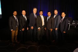 Left to right: Rvind Kavuru, Director, Prospecta Technologies, Vladimir Zubkov, Secretary General, TIACA, Denis Choumert, Chairman, European Shippers’ Council, Amar More, CEO, Kale Logistics Solutions, Sanjiv Edward, Chairman, TIACA, Head of Cargo Business, Delhi International Airport, Steven Polmans, Head of Cargo and Logistics, Brussels Airport Company, and Cheemeng Wong, Senior Vice President, Cargo Services, SATS Ltd. Left to right: Rvind Kavuru, Director, Prospecta Technologies, Vladimir Zubkov, Secretary General, TIACA, Denis Choumert, Chairman, European Shippers’ Council, Amar More, CEO, Kale Logistics Solutions, Sanjiv Edward, Chairman, TIACA, Head of Cargo Business, Delhi International Airport, Steven Polmans, Head of Cargo and Logistics, Brussels Airport Company, and Cheemeng Wong, Senior Vice President, Cargo Services, SATS Ltd.