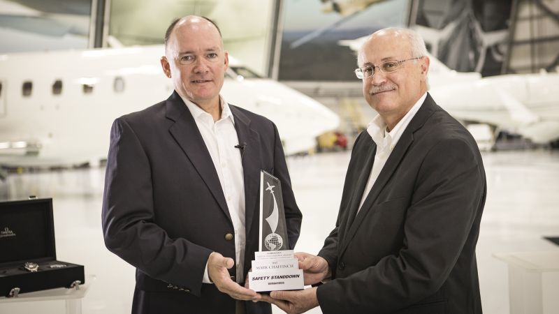 Mark Chaffinch, Chief Pilot at Norfolk Southern Corporation and Andy Nureddin, Vice President, Customer Response and Training, Bombardier Business Aircraft.