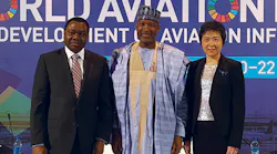 ICAO Council President Dr. Olumuyiwa Benard Aliu (left) and the UN agency’s Secretary General, Dr. Fang Liu (right), with Nigeria’s Minister of State, Aviation, the Honourable Hadi Sirika. ICAO took advantage of the important Abuja event to highlight civil aviation’s pressing infrastructure modernization challenges to the 800+ participants who attended the very first World Aviation Forum held outside its Headquarters. IWAF/3 was hosted in 2017 by the Federal Republic of Nigeria, with additional support from the African Union Commission (AUC), the African Development Bank (AfDB), and the Planning and Coordinating Agency of the AU’s New Partnership for Africa’s Development (NEPAD).