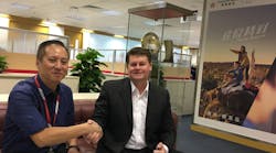 (Left) Gary Leung, Assistant Manager Logistics, Hong Kong Airlines and Stuart Allen, CEO B&amp;H Worldwide