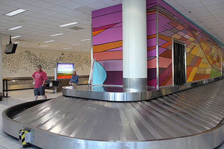 The murals cover both sides of Carousels 1 and 2 and stretch as long as 40 feet and will welcome more than 5 million passengers over the next 18 months.