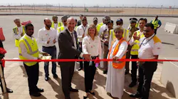 David Wilson, Chief Operations Officer, Oman Airports Management Company with Anne Anderson, Vice President Shell Aviation, and Salim Awadh Said Al Yafaey, General Manager, Salalah International Airport, at Salalah International Airport