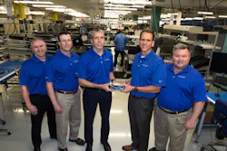 From left to right: Jim Mazurek – Senior Director Aviation Operations, Trevor Whitney – Aviation Plant Manager, Cliff Pemble – President and CEO, Phil Straub – Executive Vice President, Managing Director of Aviation, Carl Wolf - Vice President, Aviation Marketing and Sales. From left to right: Jim Mazurek – Senior Director Aviation Operations, Trevor Whitney – Aviation Plant Manager, Cliff Pemble – President and CEO, Phil Straub – Executive Vice President, Managing Director of Aviation, Carl Wolf - Vice President, Aviation Marketing and Sales.