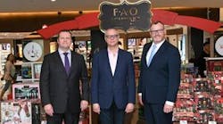 Gert-Jan de Graaff, President and CEO of JFKIAT; David Niggli Chief Merchandising Officer of FAO Schwarz; and Mark Sullivan, Managing Director of DFS Group North America
