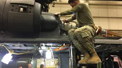 Soldiers with B Company, 2-210th Aviation Regiment, 128th Aviation Brigade, U.S. Army Aviation Center of Excellence, learn to repair a UH-60 helicopter as part of Military Occupation Specialty 15T training at 128th Aviation Brigade at Joint Base Langley-Eustis, Virginia.