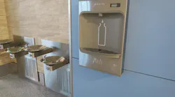 A water-bottle filler has been installed in the new restroom core between Gates 9 and 10 in Terminal 1.