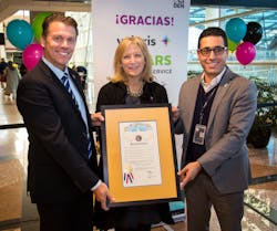 From left to right, Holger Blankenstein, Volaris’ Chief Commercial Officer; Kim Day, DEN’s CEO; Miguel Aguiñiga, Volaris’ Senior Sales Marketing Manager - Presentation of Proclamation From left to right, Holger Blankenstein, Volaris’ Chief Commercial Officer; Kim Day, DEN’s CEO; Miguel Aguiñiga, Volaris’ Senior Sales Marketing Manager - Presentation of Proclamation