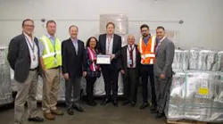 WFS representatives receive their CEIV certificate from: Ronald Schaefer, IATA Assistant Director (center); Joseph Napoli, MDAD Chief of Staff (right of center); and Jimmy Nares, MDAD Marketing Section Chief (far right).