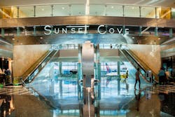 Sunset Cove, is an expansive dining and retail court, gathering area and architectural showpiece.