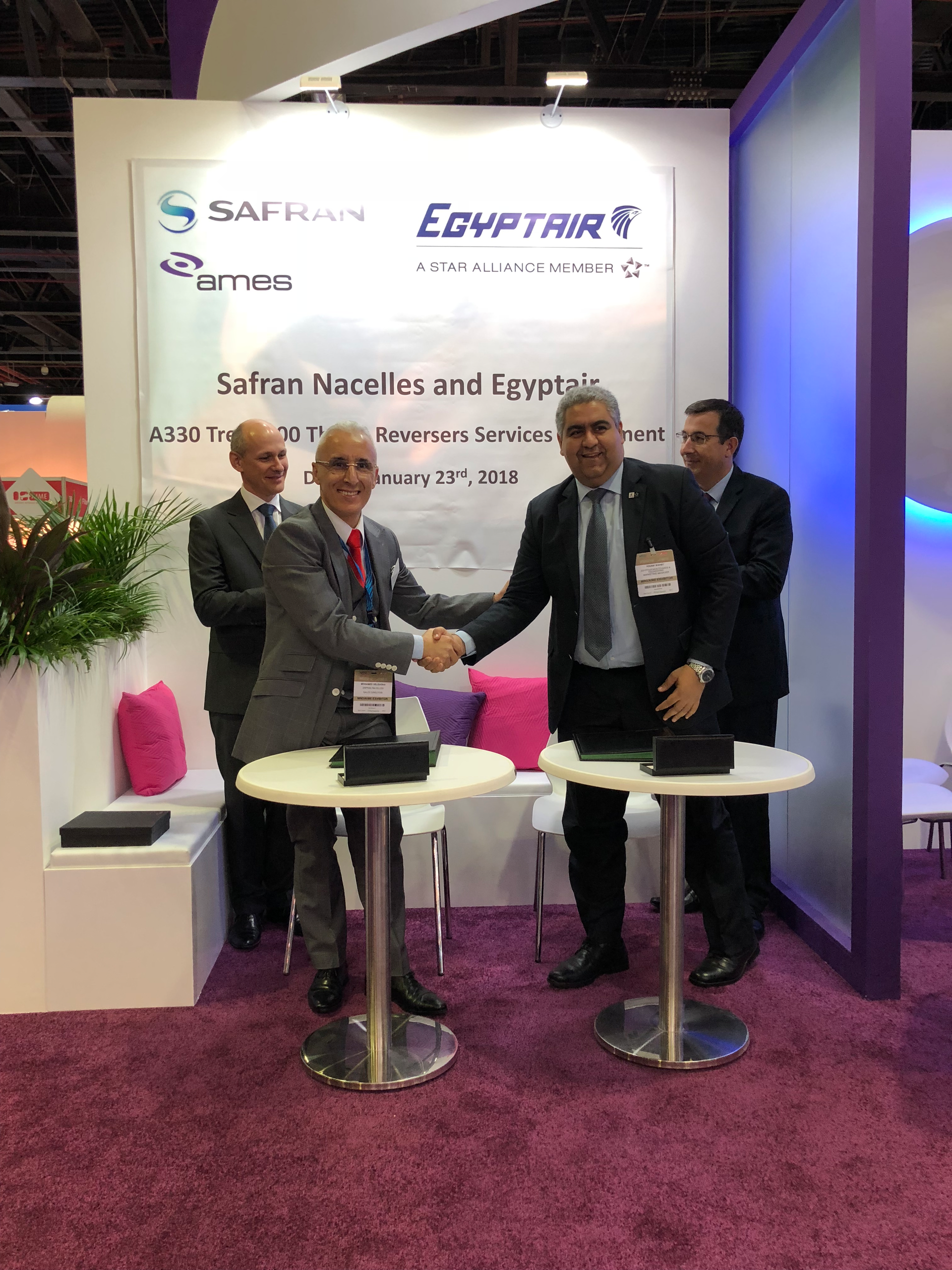 Safran Nacelles and Egyptair signinig at MRO Middle East conference at Dubai.