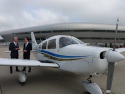 TAG Flying Scholarship 2017 winner, Leo Tang (right) is welcomed at TAG Farnborough Airport by CEO, Brandon O’Reilly (left), after completing his first flight into the airport during his training. TAG Flying Scholarship 2017 winner, Leo Tang (right) is welcomed at TAG Farnborough Airport by CEO, Brandon O’Reilly (left), after completing his first flight into the airport during his training.