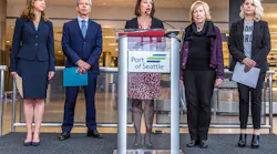 From left to right, Dr. Mar Brettmann, Executive Director of BEST; Tony Gonchar, Delta Air Lines VP – Seattle; Courtney Gregoire, Port of Seattle Commission President; Jeanne Kohl-Welles, King County Councilmember; Kyra Doubek, CSEC Behavioral Health Specialist for K