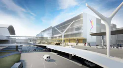 Conceptual rendering of Tom Bradley International Terminal's Terminal Core. The new walkway allows direct and easy transit from the APM station into the terminal.