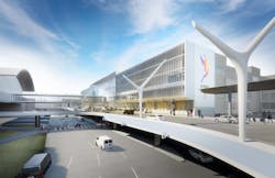 Conceptual rendering of Tom Bradley International Terminal&apos;s Terminal Core. The new walkway allows direct and easy transit from the APM station into the terminal.