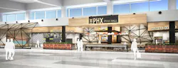A rendering of The PHX Food Hall by HMSHost expected to open in Terminal 3 South Concourse. A rendering of The PHX Food Hall by HMSHost expected to open in Terminal 3 South Concourse.