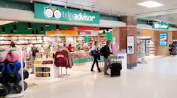 These TripAdvisor branded stores feature a large, interactive screen that travelers can use to learn more about the surrounding area.