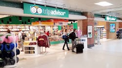 These TripAdvisor branded stores feature a large, interactive screen that travelers can use to learn more about the surrounding area.