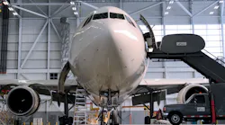 A UPS aircraft inside one of the HAECO Americas' hangars.