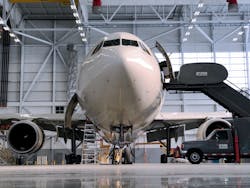 A UPS aircraft inside one of the HAECO Americas' hangars. A UPS aircraft inside one of the HAECO Americas' hangars.