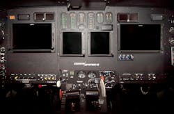 Cessna Citation II instrument panel showing JETTECH&apos;s STC&apos;d Garmin G700 TXi touchscreen display modification.