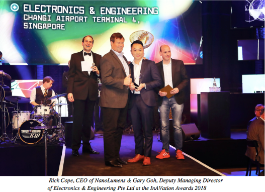 This year&rsquo;s award was presented to Electronics & Engineering Pte Ltd (E&E) Deputy Managing Director, Gary Goh at the 2018 InAVation Awards ceremony on Feb. 6, in Amsterdam during ISE 2018. Also present at the awards ceremony was NanoLumens CEO Rick Cope.