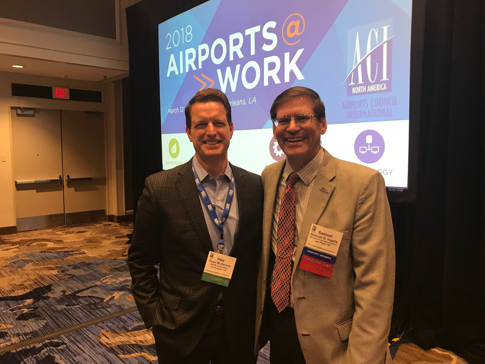 HNTB&rsquo;s Peter Aarons with Sam Ingalls, ACI BIT Committee Chair from LAS Airport Authority