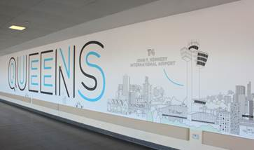 Dent&rsquo;s commissioned illustrations located throughout T4&rsquo;s corridors.