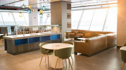 The Alaska Lounge is located on the mezzanine level of Terminal 7 at JFK.