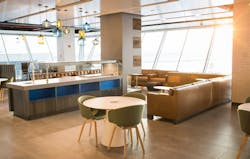 The Alaska Lounge is located on the mezzanine level of Terminal 7 at JFK. The Alaska Lounge is located on the mezzanine level of Terminal 7 at JFK.